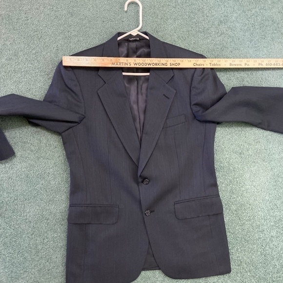 VTG Burberrys Mens Two Button Sport Jacket Navy Blue 100% Pure Wool Classic USA - Picture 10 of 15